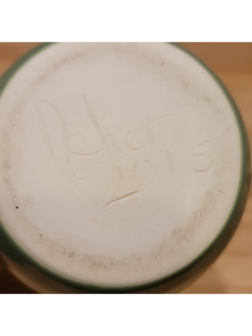 Beautiful greens & brown HandWarmer Coffee Mug Left handed hand warmer - Picture 5 of 5